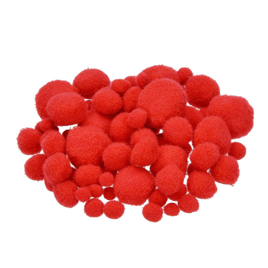 Pompons für Dekorationen 7, 10, 15, 20, 25 mm 75 Stk. rot