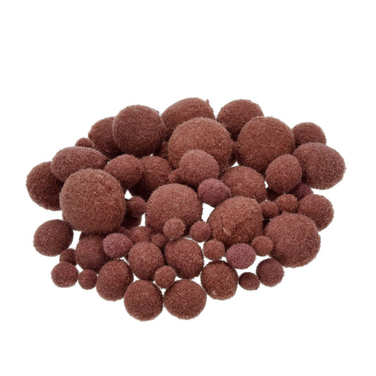 Pompons für Dekorationen 7, 10, 15, 20, 25 mm 75 Stk. braun