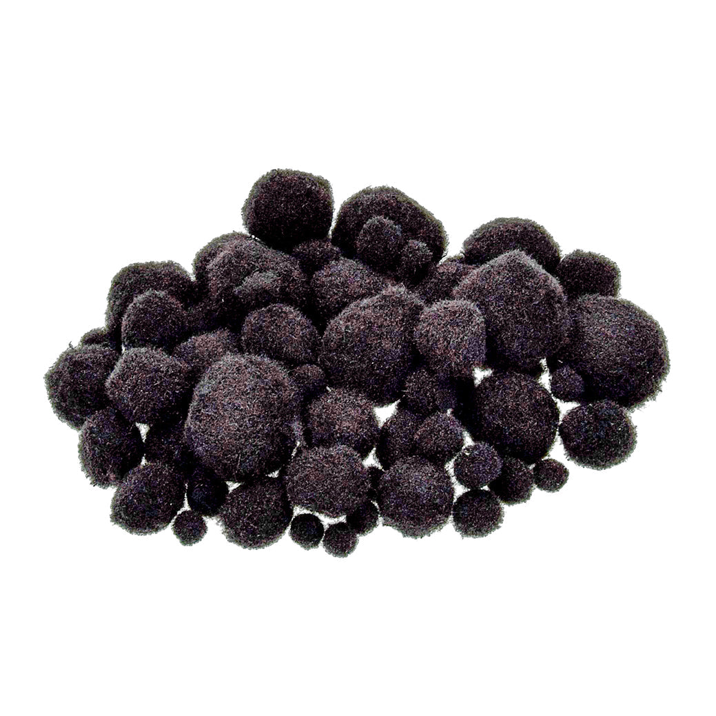 Pompons für Dekorationen 7, 10, 15, 20, 25 mm 75 Stk. schwarz