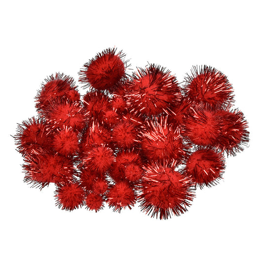 Pompons für Dekorationen 10, 15, 20, 25 mm 40 Stk. rot metallic