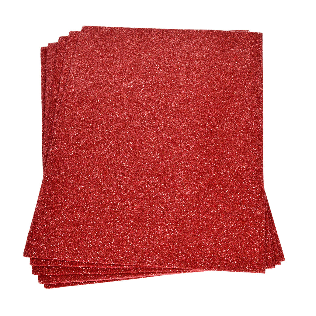 Moosgummiplatte Glitter  200 x 300 x 2 mm  rot