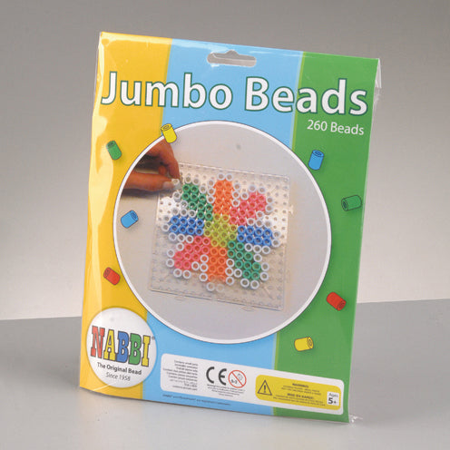 Nabbi®Jumbo Beads -Bügelperlen mit Legeplatte ~Ø 10 x H 10 mm 260 Stk. Standard Mix