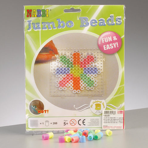 Nabbi®Jumbo Beads -Bügelperlen mit Legeplatte ~Ø 10 x H 10 mm 260 Stk. Pastell Mix