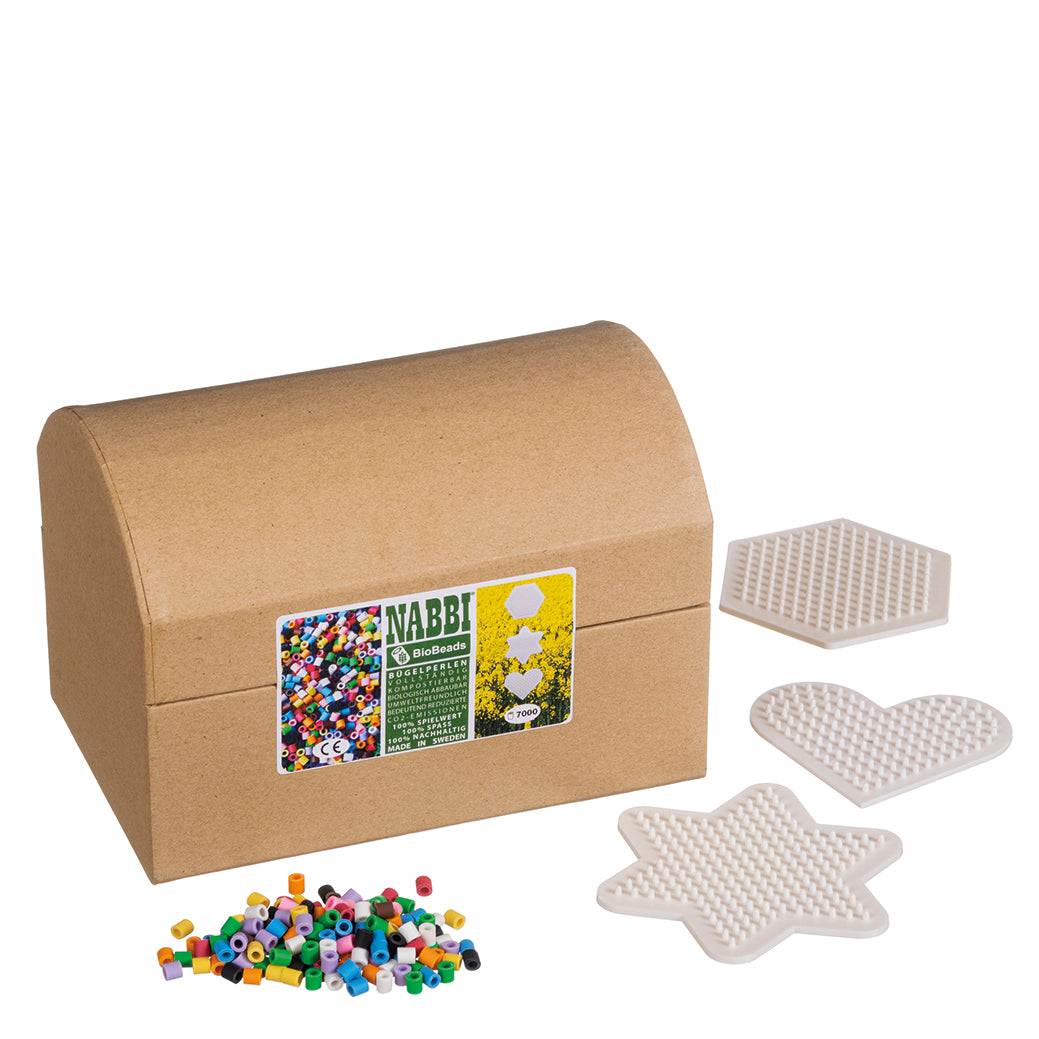 NABBI® BioBeads biologisch abbaubar ~Ø 5 x H 5 mm 7.000 Stk. / 3 Legeplatten 10 Farben Mix