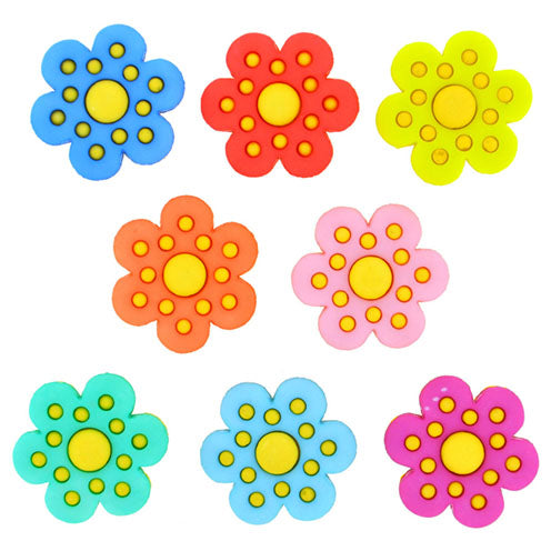 Knopf Polka Dot Flowers Ø ~19mm 8 Stk. bunt