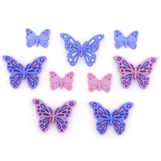 Knopf Sweet Butterflies ~ 15 x 12 - 25 x 21 mm 10 Stk. bunt