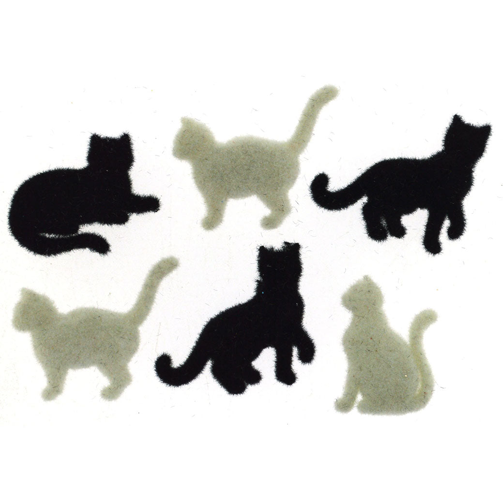 Knopf I Love Cats ~ 25 x 20 - 20 x 25 mm 6 Stk. weiß schwarz