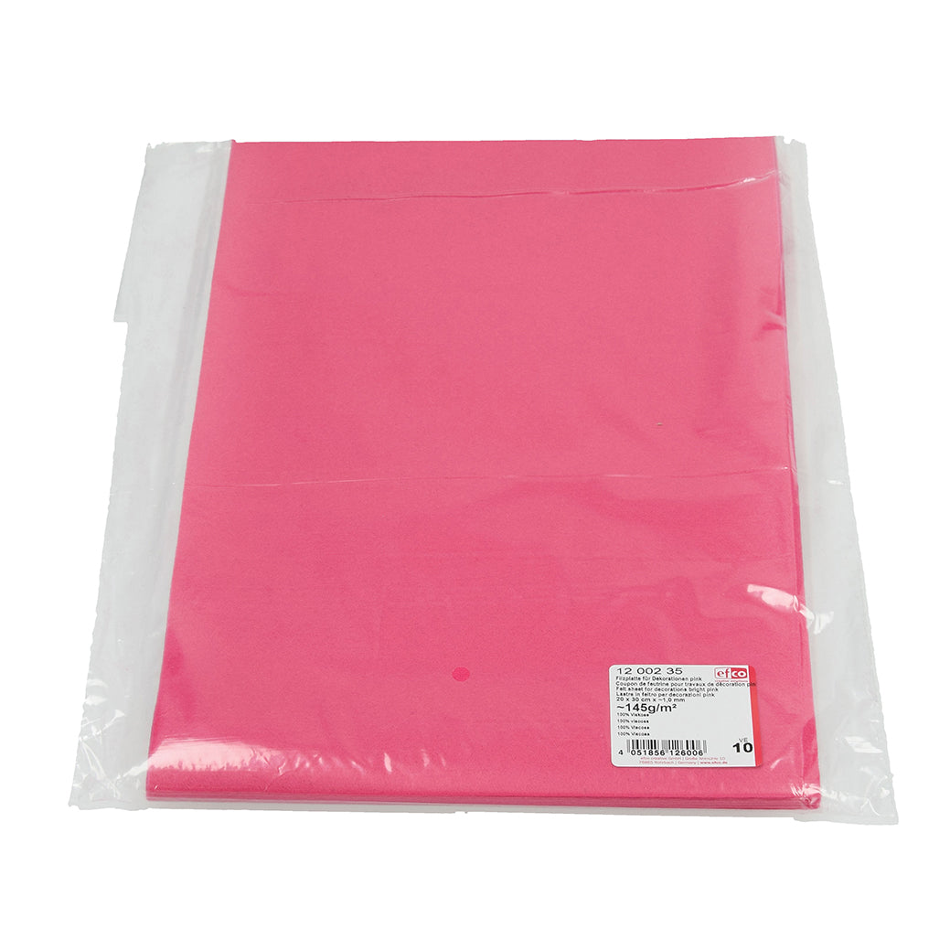 Filzplatte für Dekorationen 20 x 30 cm x ~1,0 mm ~145g/m² pink