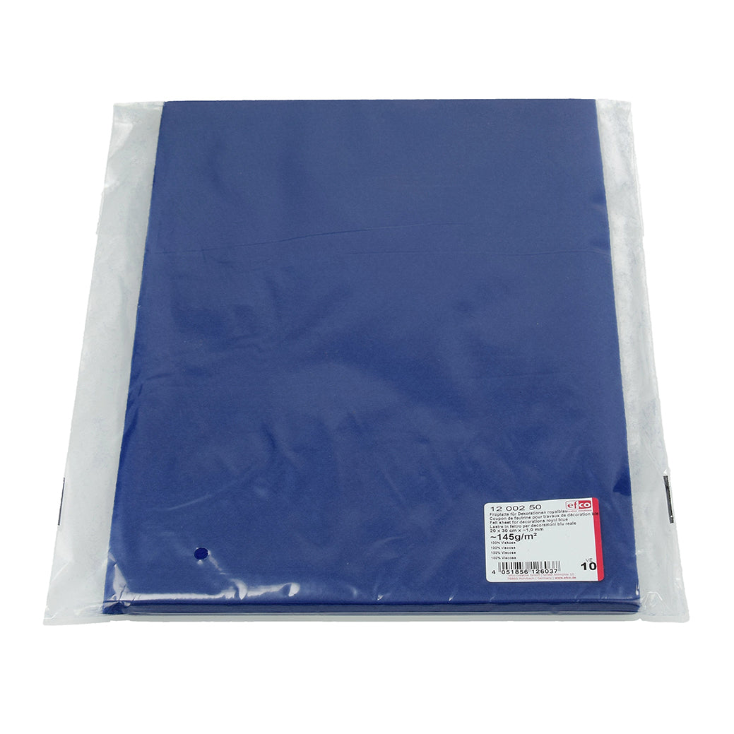 Filzplatte für Dekorationen 20 x 30 cm x ~1,0 mm ~145g/m² royalblau