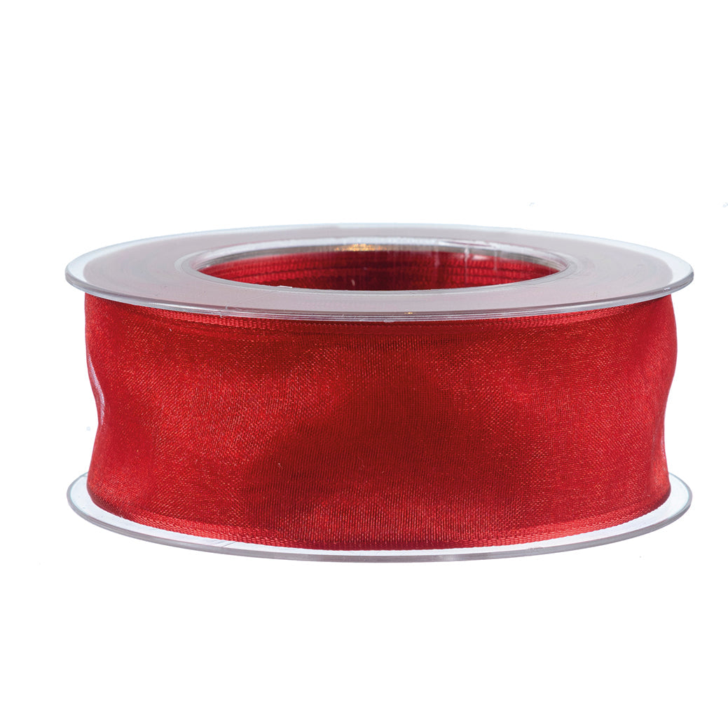 Drahtband Organza  40 mm  rot