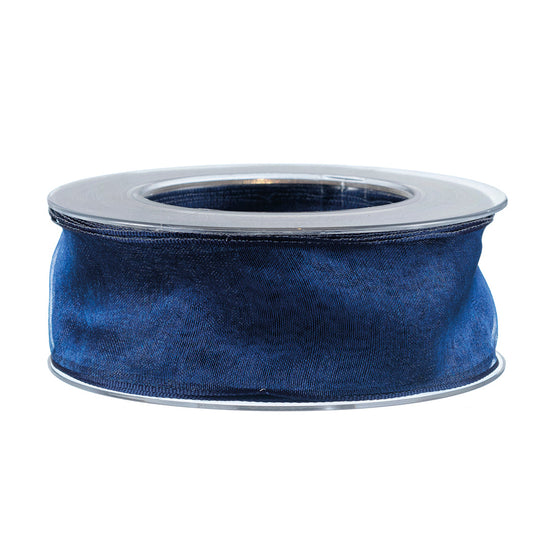 Drahtband Organza  40 mm  blau