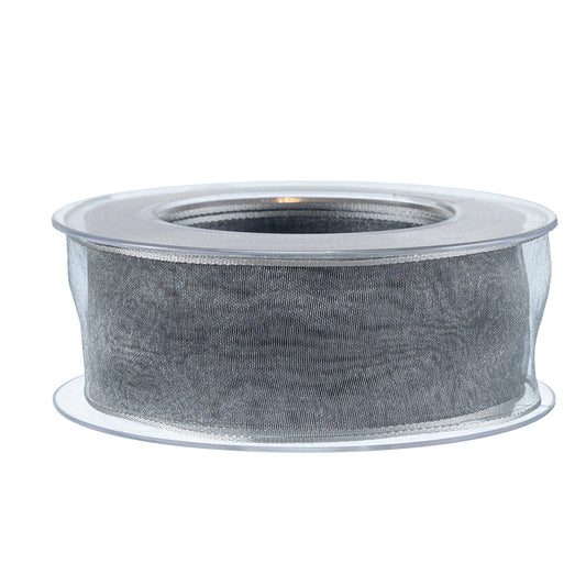 Drahtband Organza  40 mm  grau