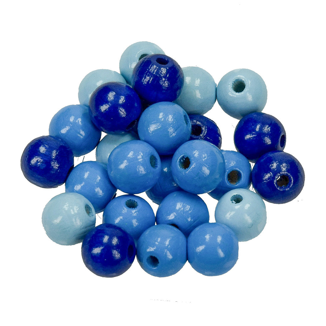 Holzperlen Ton in Ton 16 mm / ø 3,5 mm 25 g / ~ 17 Stück blaumix