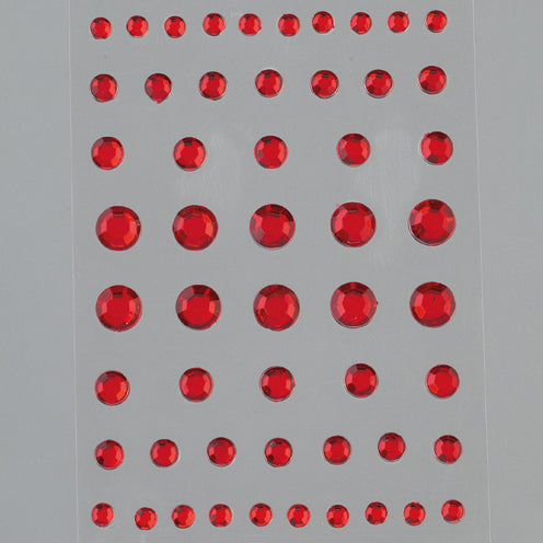 Strass Acryl selbstklebend Rund 4 5 6 8 mm 54 Stk. rot