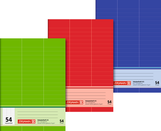 Vokabelheft, A5, 32 Blatt / 64 Seiten, Lineatur 54, sortiert