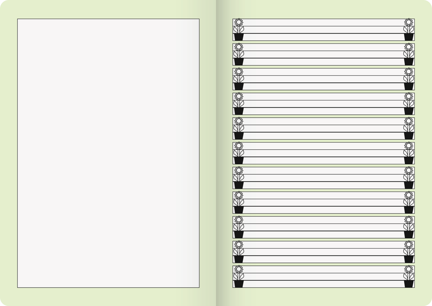 Geschichtenheft, A5, 16 Blatt / 32 Seiten, Lineatur 1G, grün