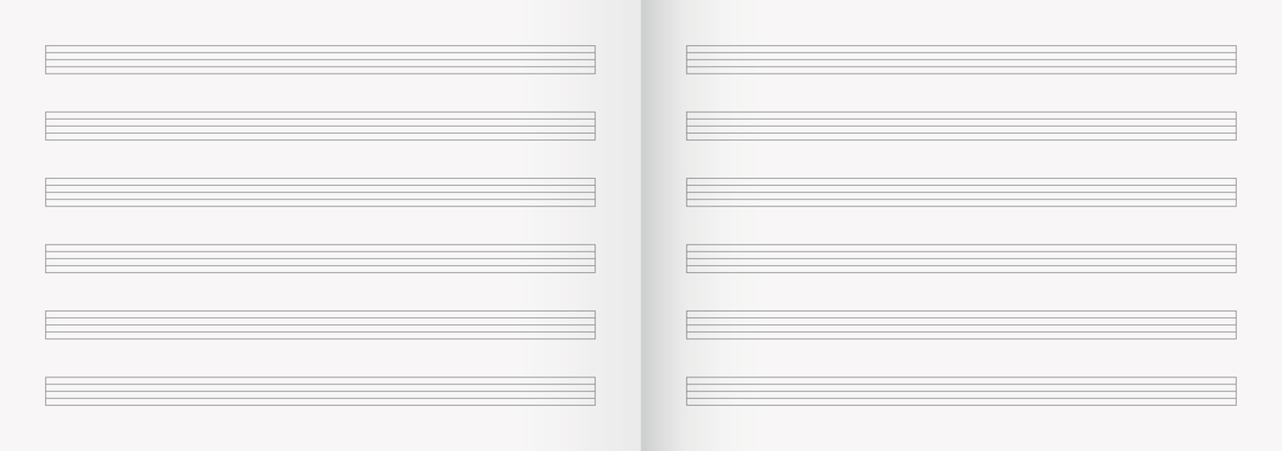 Notenheft, A5 quer, 8 Blatt / 16 Seiten, Lineatur 14, sortiert