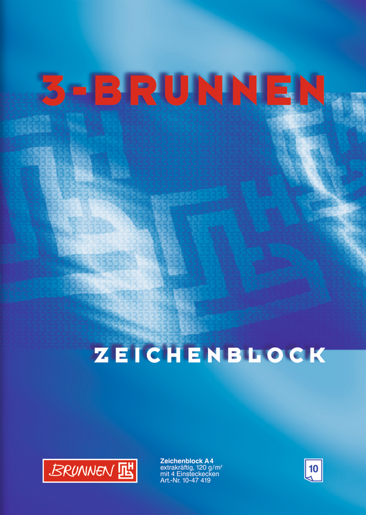 Zeichenblock „3-BRUNNEN-Block“, A3, 10 Blatt