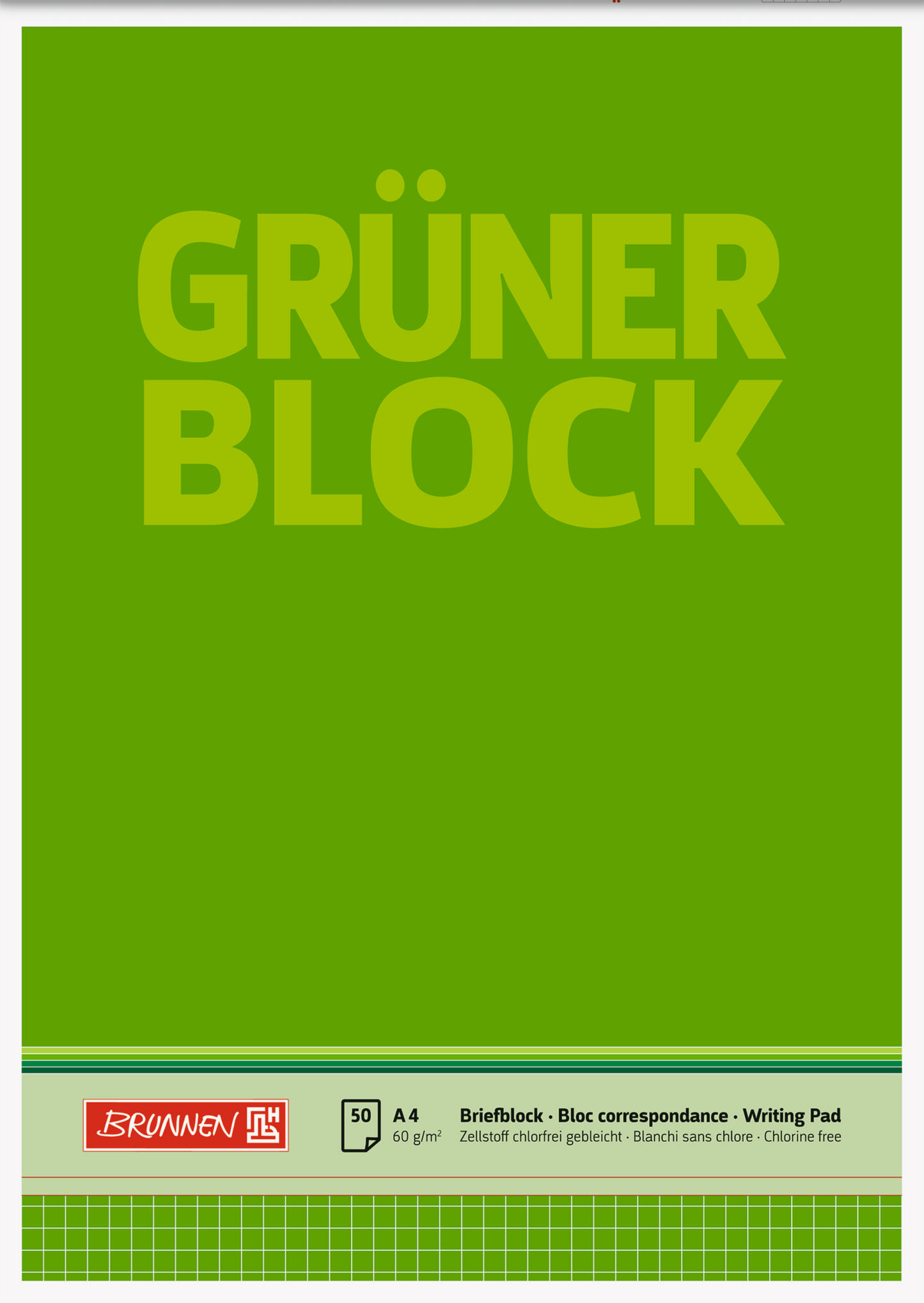 Briefblock „Grüner Block“, A4, 50 Blatt / 100 Seiten, Lineatur 22, grün