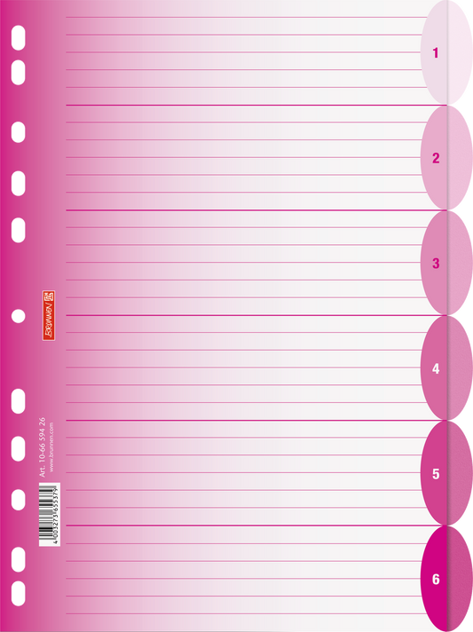 Ringbuchregister Colour Code, A4, 6 Blatt, pink