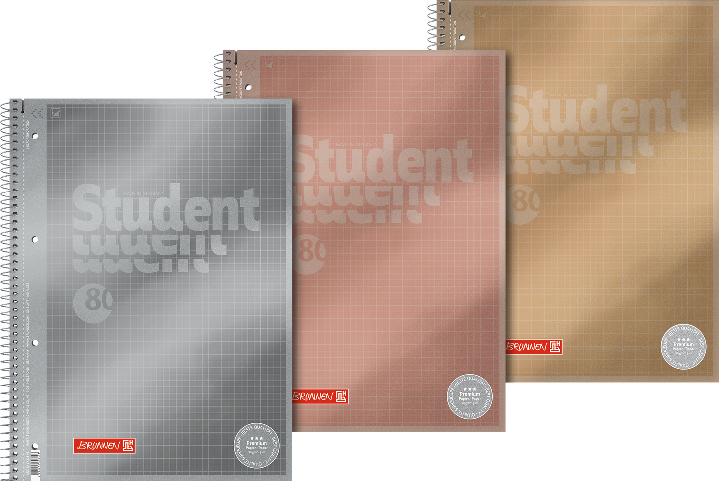 Collegeblock Premium Student Metallic, A4, 80 Blatt / 160 Seiten, Lineatur 28, sortiert