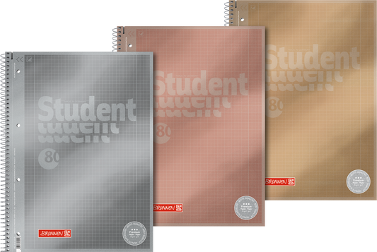 Collegeblock Premium Student Metallic, A4, 80 Blatt / 160 Seiten, Lineatur 28, sortiert