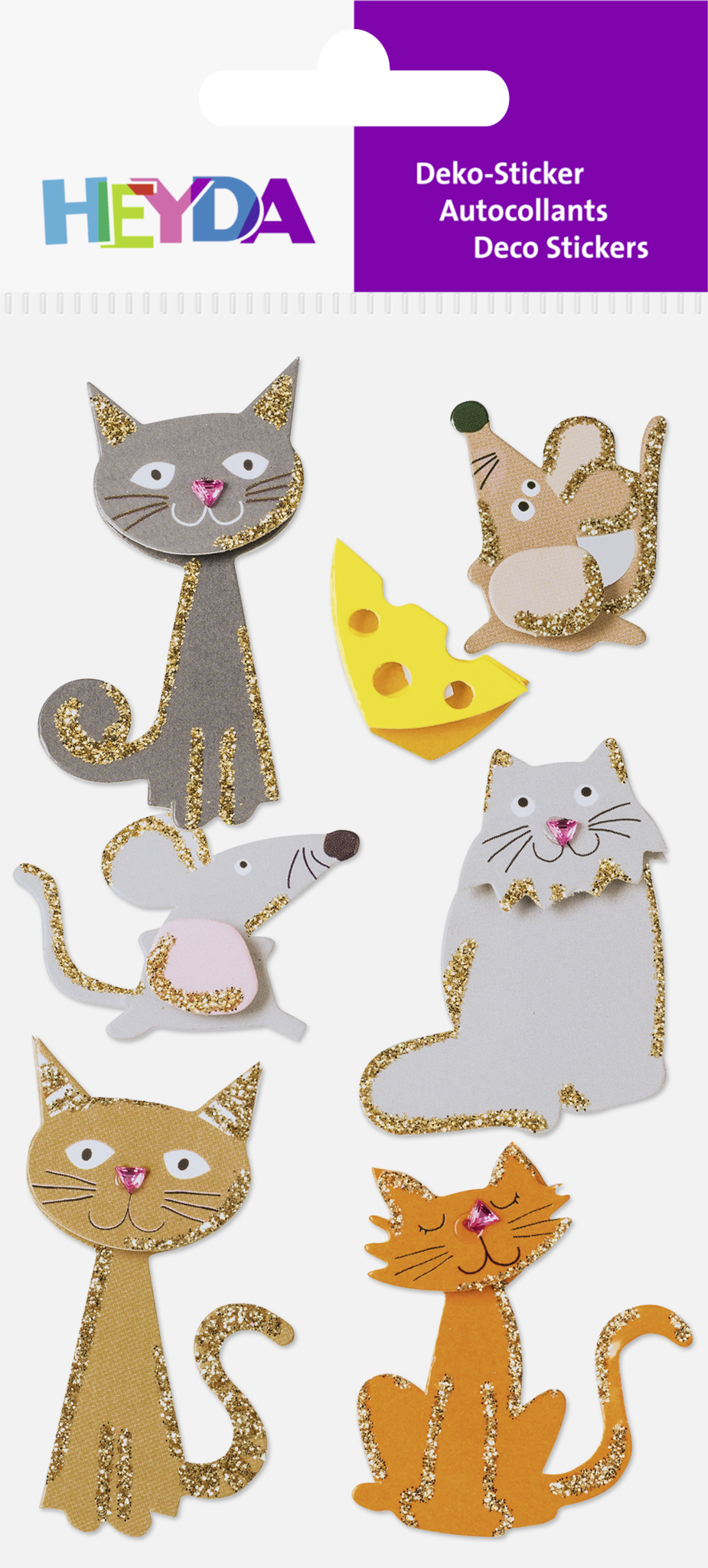 Heyda 203780645 | Stick-On's-Mix | „Katzen“ | 7,5 x 16,5 cm