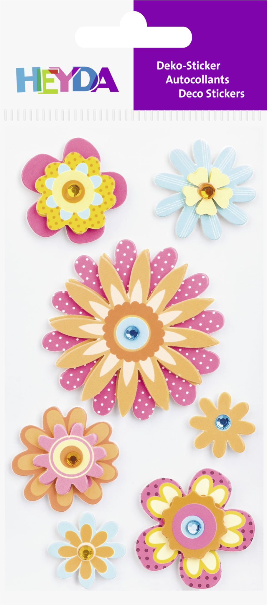 Heyda 203780653 | Stick-On's-Mix | „Blumen“ | 7,5 x 16,5 cm | pastell