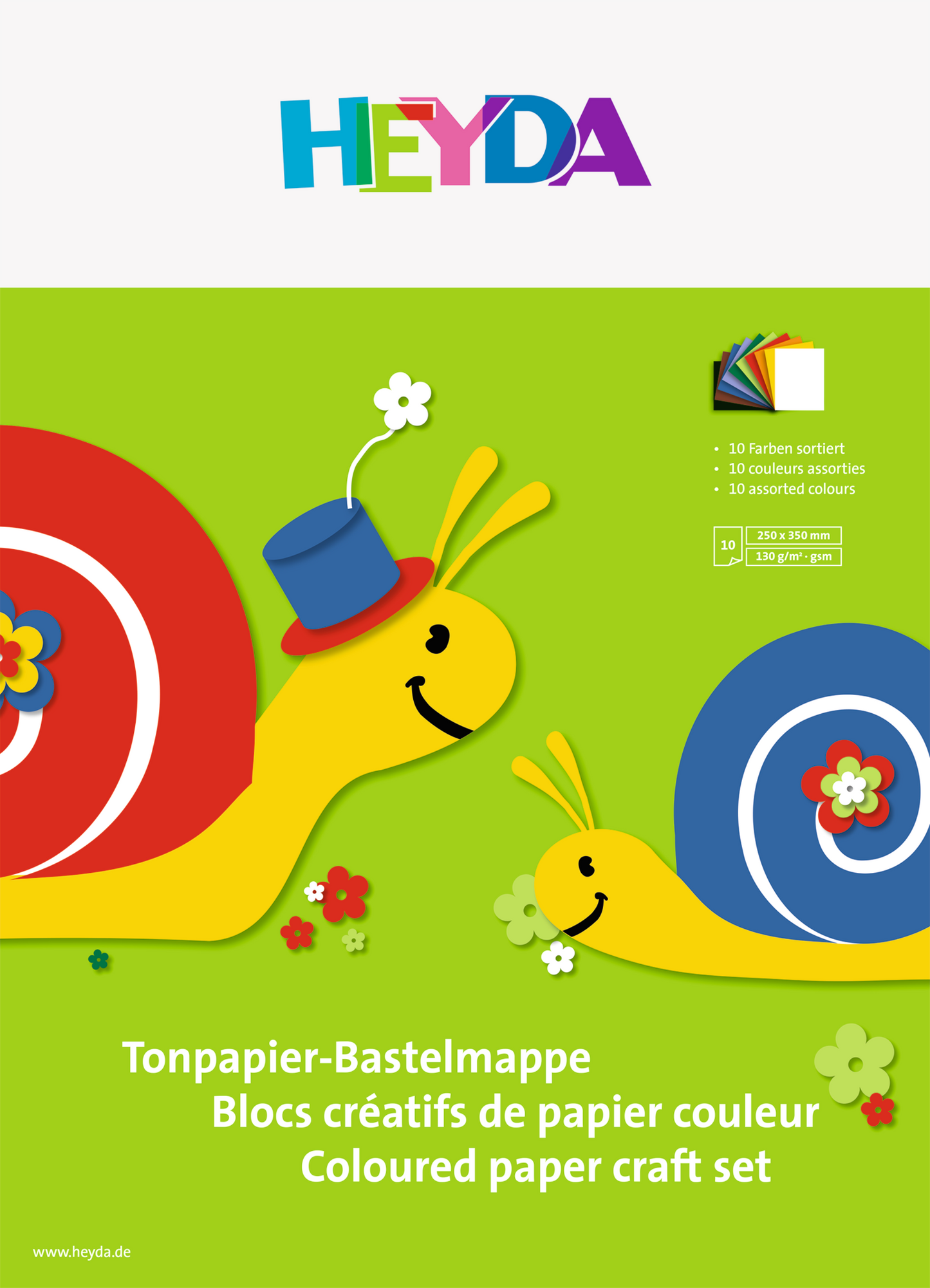 Tonpapier-Bastelmappe, 25 × 35 cm, 10 Blatt, 130 g/m²