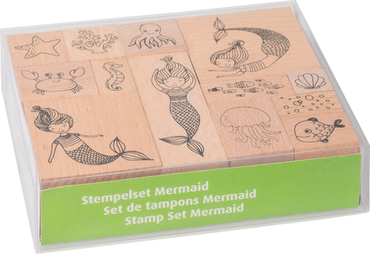 Heyda 204888678 | Stempel-Set | „Mermaid“ | 12 x 10 x 3 cm | Holz