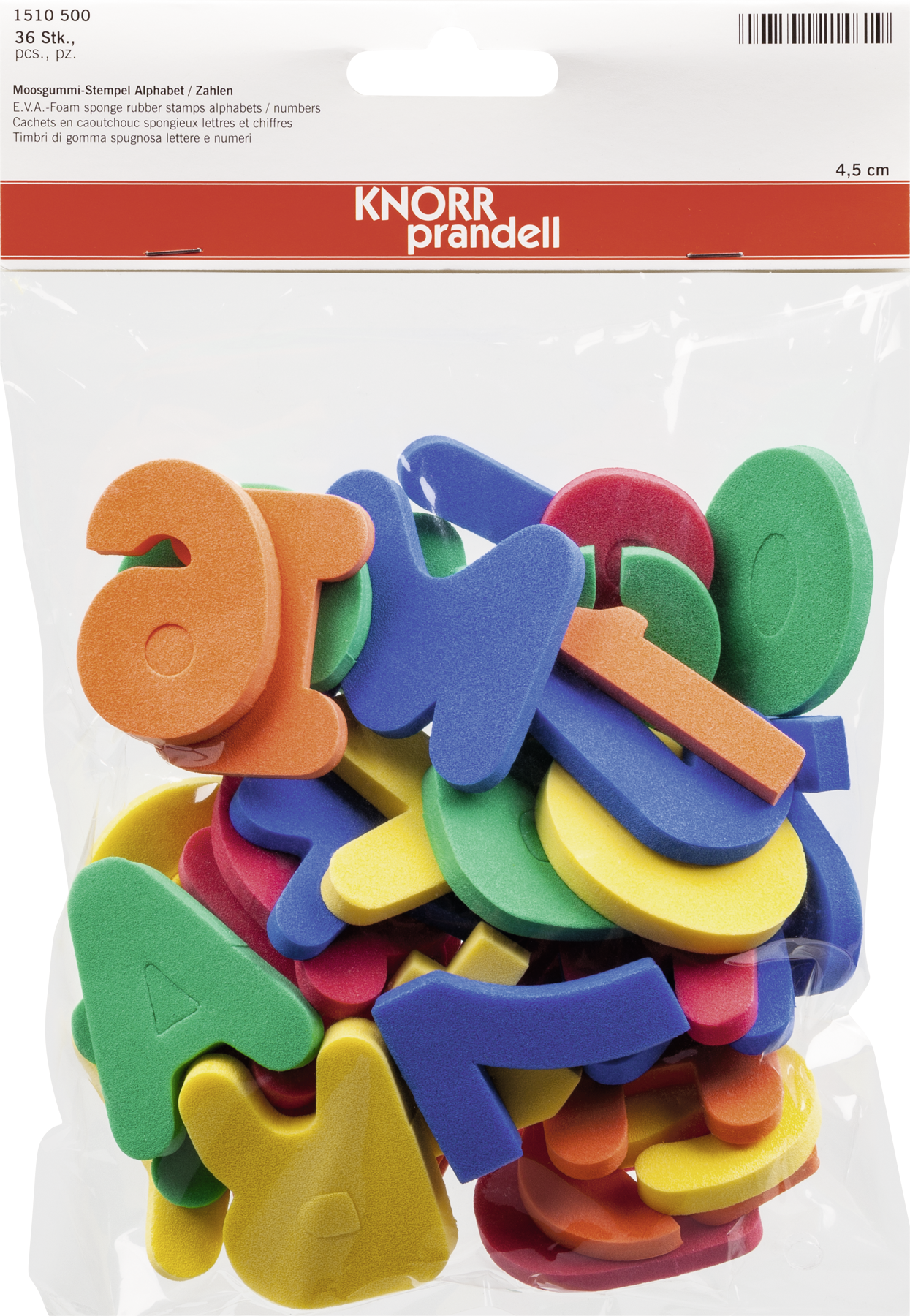 KNORR prandell 211510500 | Moosgummistempel | „Buchstaben und Zahlen“ | 5 cm