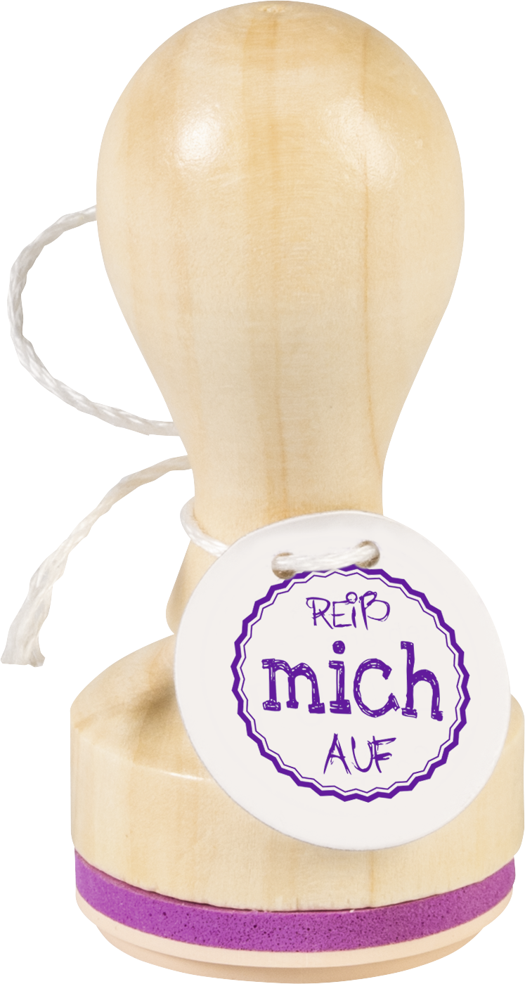 Heyda 211803005 | Stempel | „Reiß mich auf“ | Holz, matt lackiert