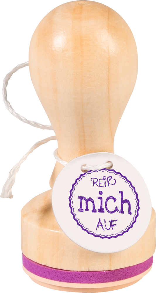 Heyda 211803005 | Stempel | „Reiß mich auf“ | Holz, matt lackiert