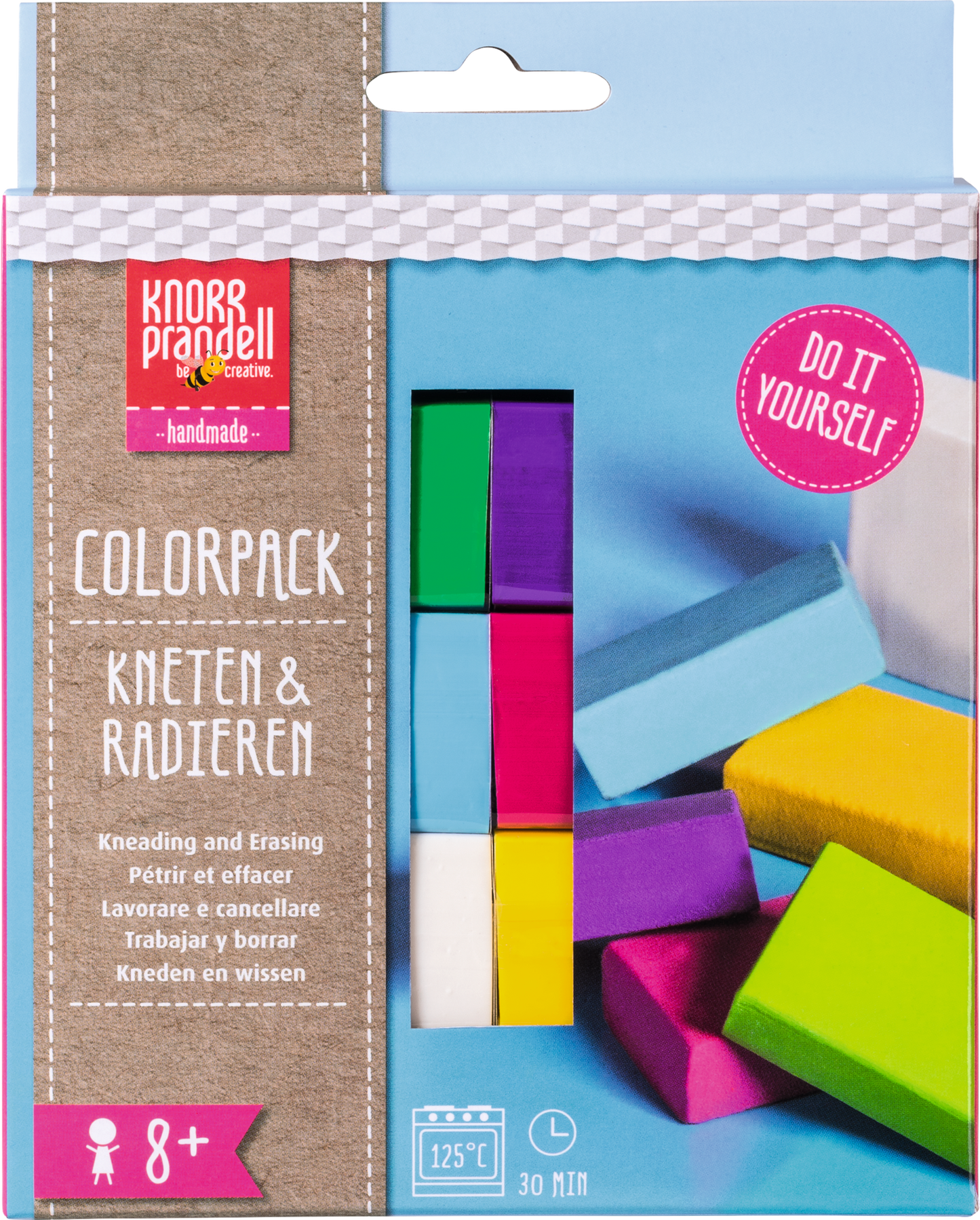 KNORR prandell 212159051 | Modelliermassen-Set | „Colorpack Fun“ | Kneten & Radieren | weiß, zitrone, pink, violett, hellblau, hellgrün