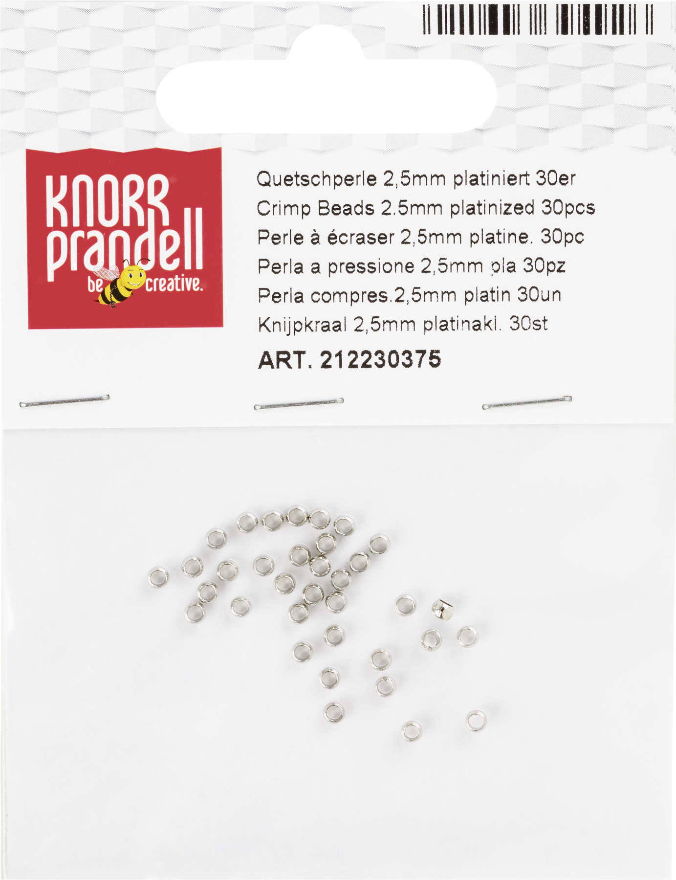 KNORR prandell 212230375 | Quetschperlen | Ø 2,5 mm | aus Messing-Schmelz | platiniert