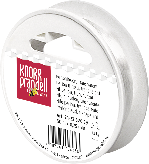 KNORR prandell 212237099 | Perlenfaden | transparent | 50 m | Ø 0,25 mm | Nylonfaden | transparent