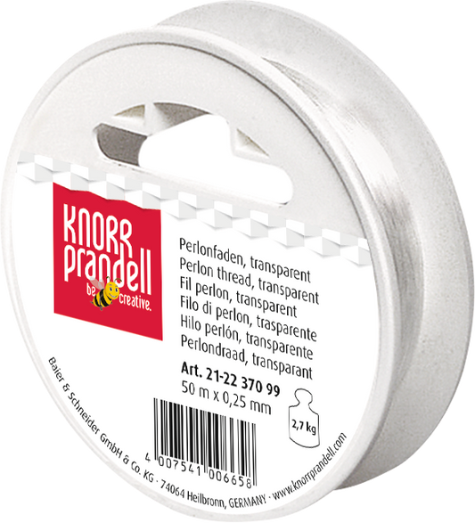 KNORR prandell 212237099 | Perlenfaden | transparent | 50 m | Ø 0,25 mm | Nylonfaden | transparent