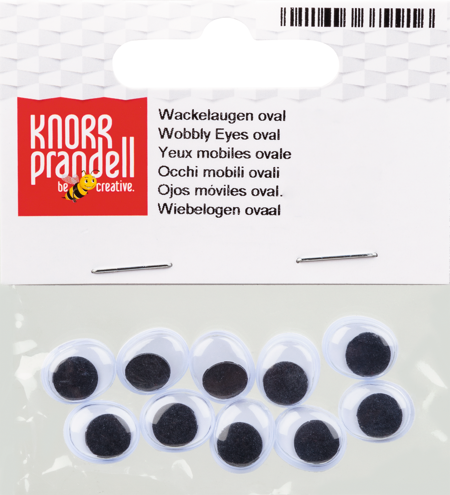 KNORR prandell 212482150 | Wackelaugen | oval | 15 x 10 mm | Kunststoff | weiß mit schwarzer Pupille