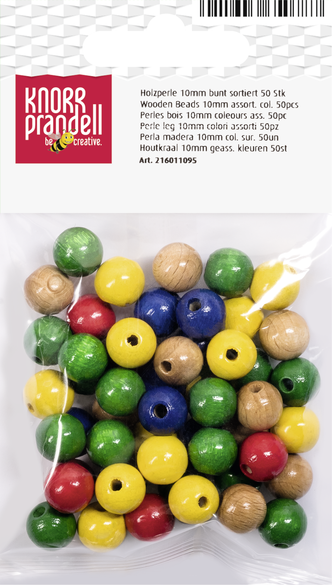 KNORR prandell 216011095 | Holzperlen | Ø 10 mm | Buche, Deutschland | bunt sortiert