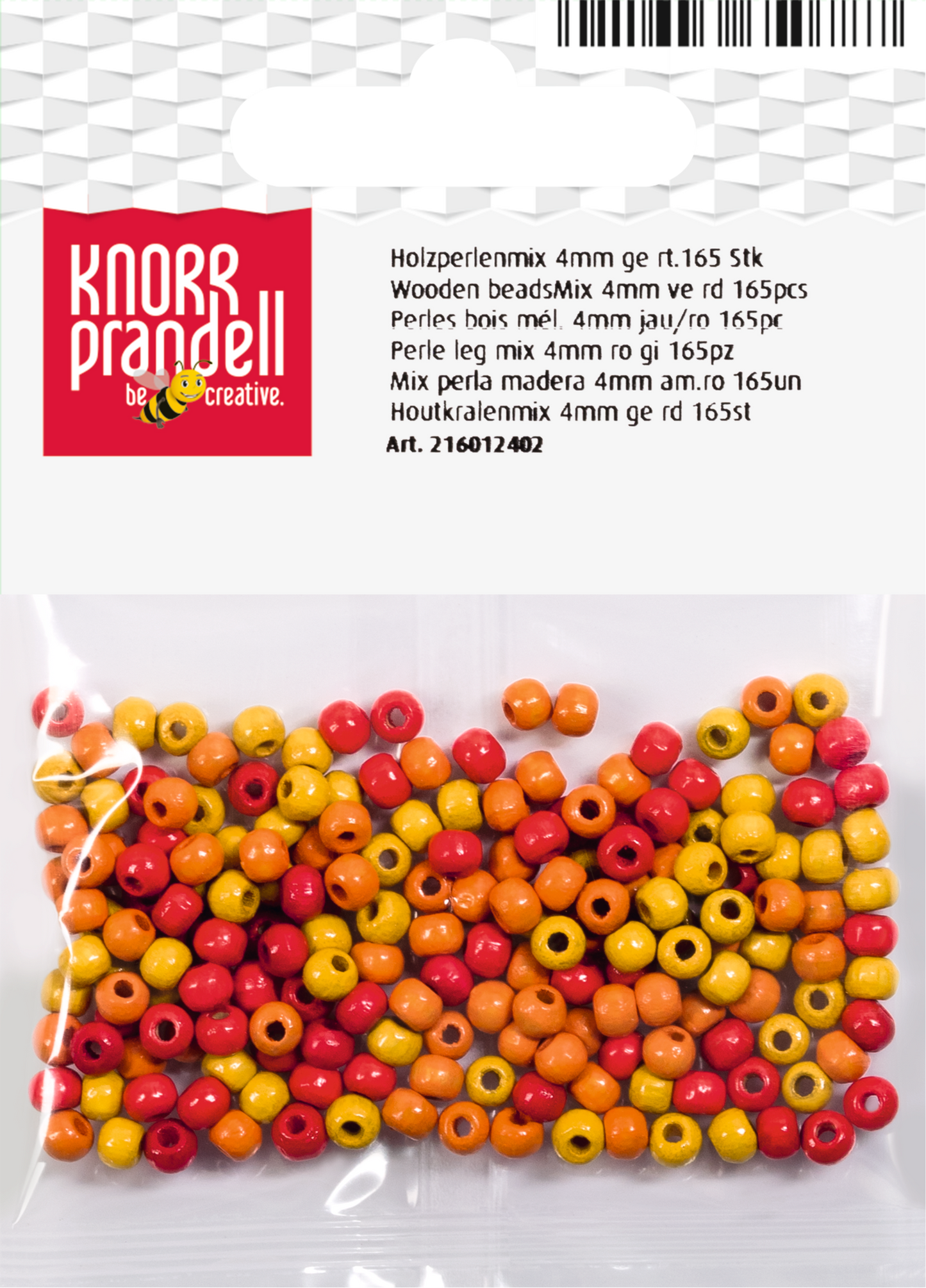 KNORR prandell 216012402 | Holzperlen-Mix | Ø 4 mm | Buche, Deutschland | gelb, rot