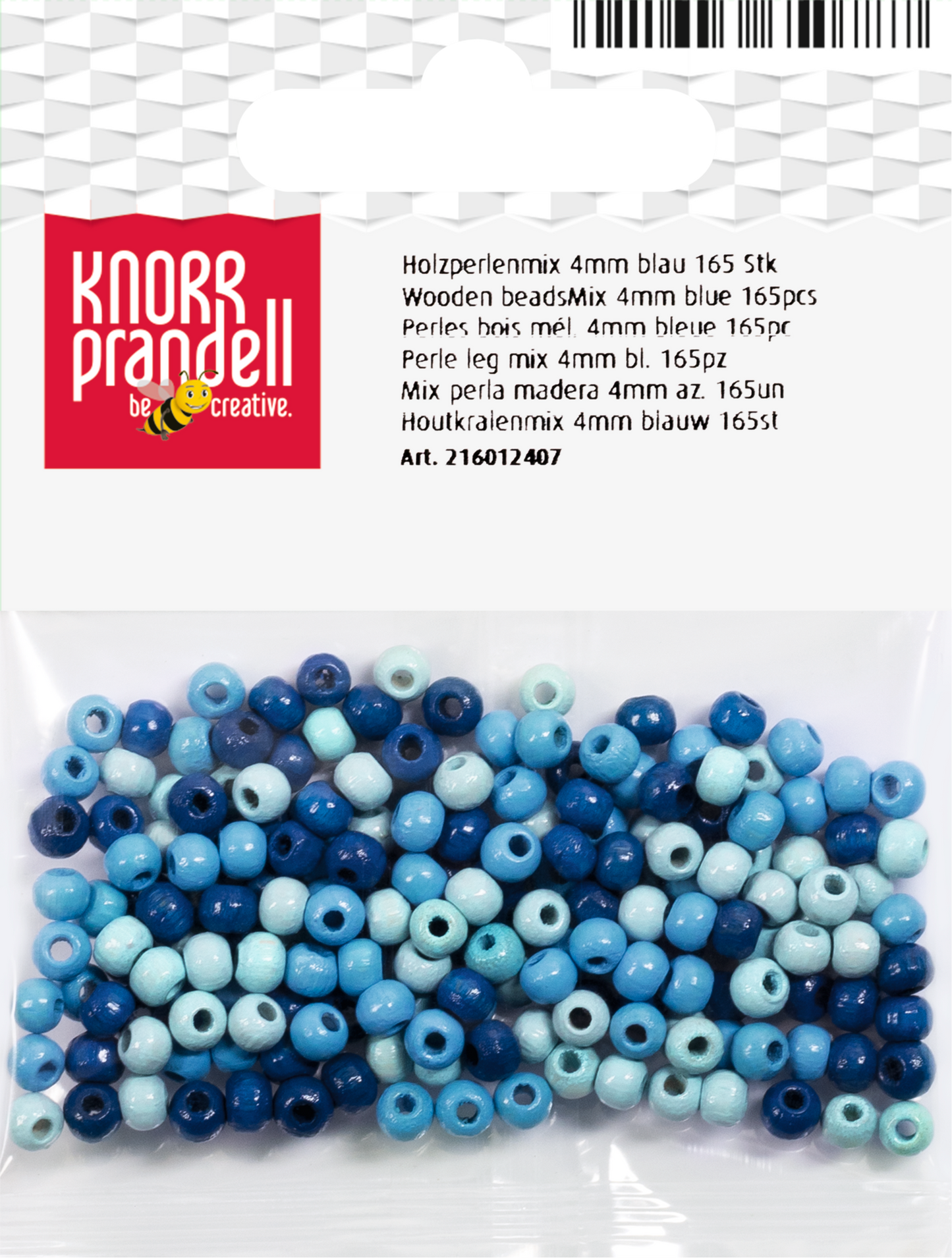 KNORR prandell 216012407 | Holzperlen-Mix | Ø 4 mm | Buche, Deutschland | blau