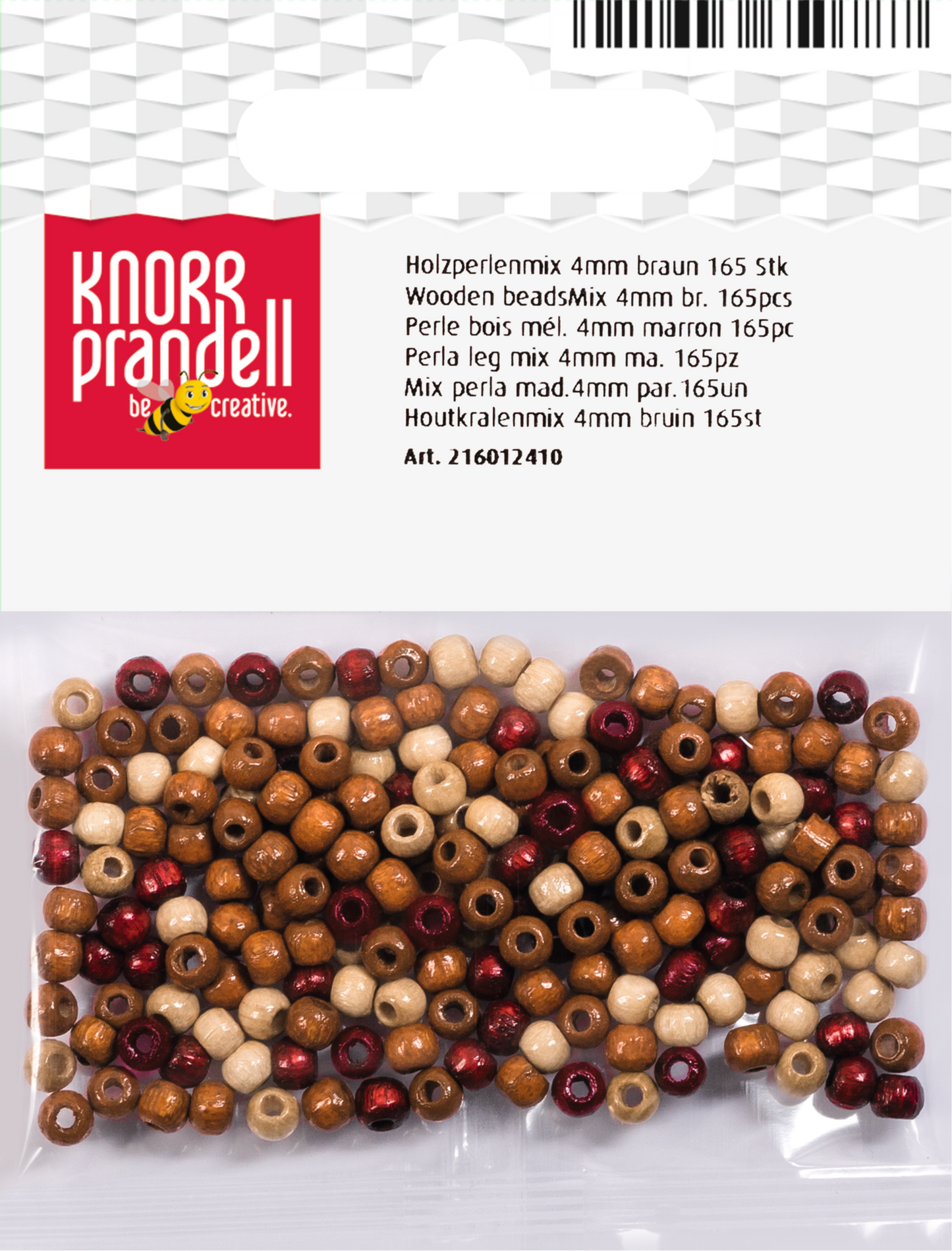 KNORR prandell 216012410 | Holzperlen-Mix | Ø 4 mm | Buche, Deutschland | braun