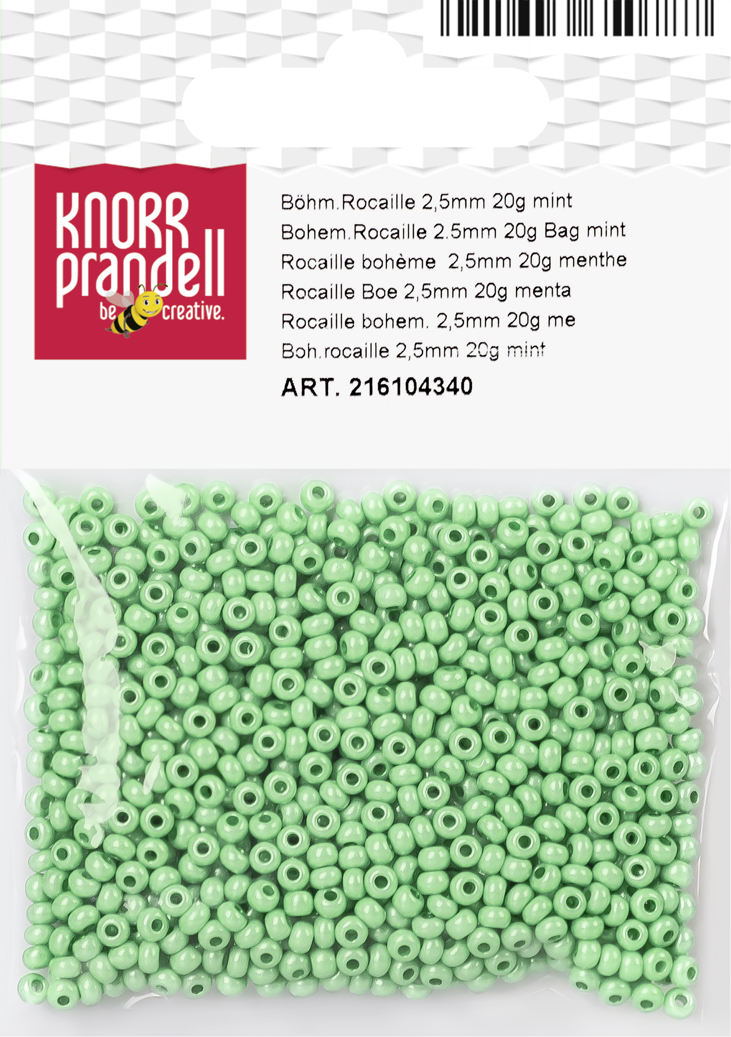 KNORR prandell 216104340 | Böhmische Rocailles | Ø 2,5 mm | Glas | mintgrün