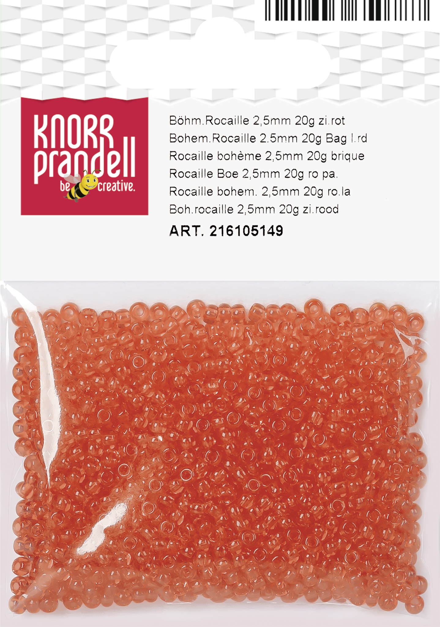 KNORR prandell 216105149 | Böhmische Rocailles | Ø 2,5 mm | Glas | ziegelrot