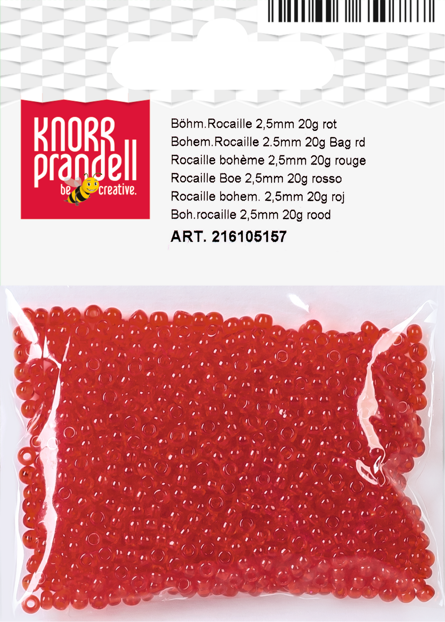 KNORR prandell 216105157 | Böhmische Rocailles | Ø 2,5 mm | Glas | rot