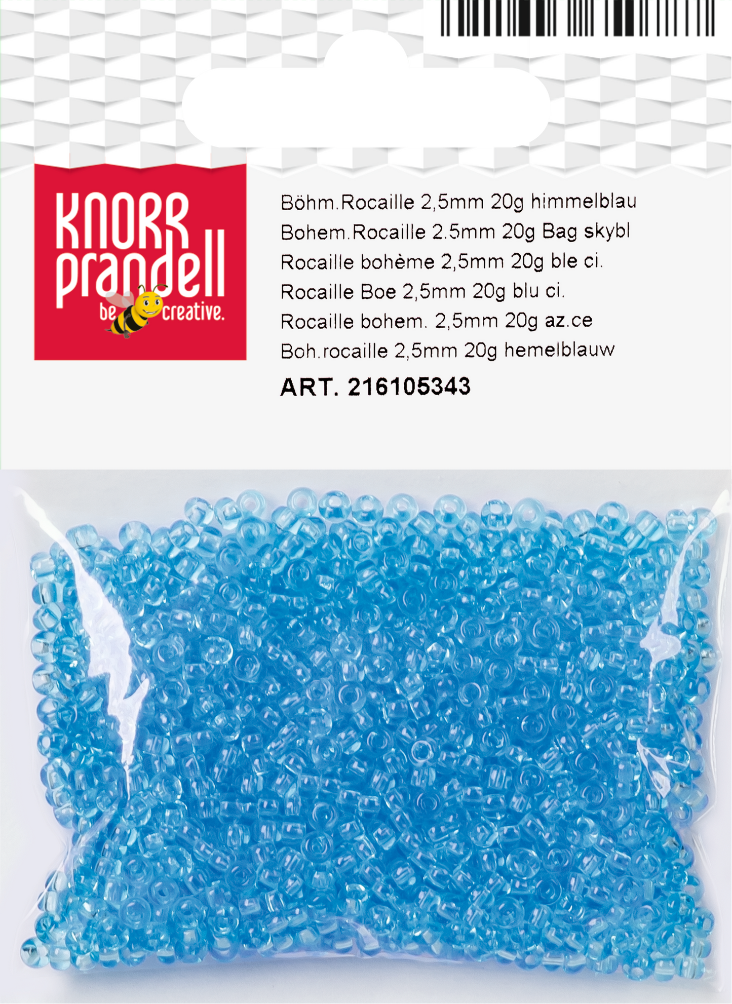 KNORR prandell 216105343 | Böhmische Rocailles | Ø 2,5 mm | Glas | himmelblau