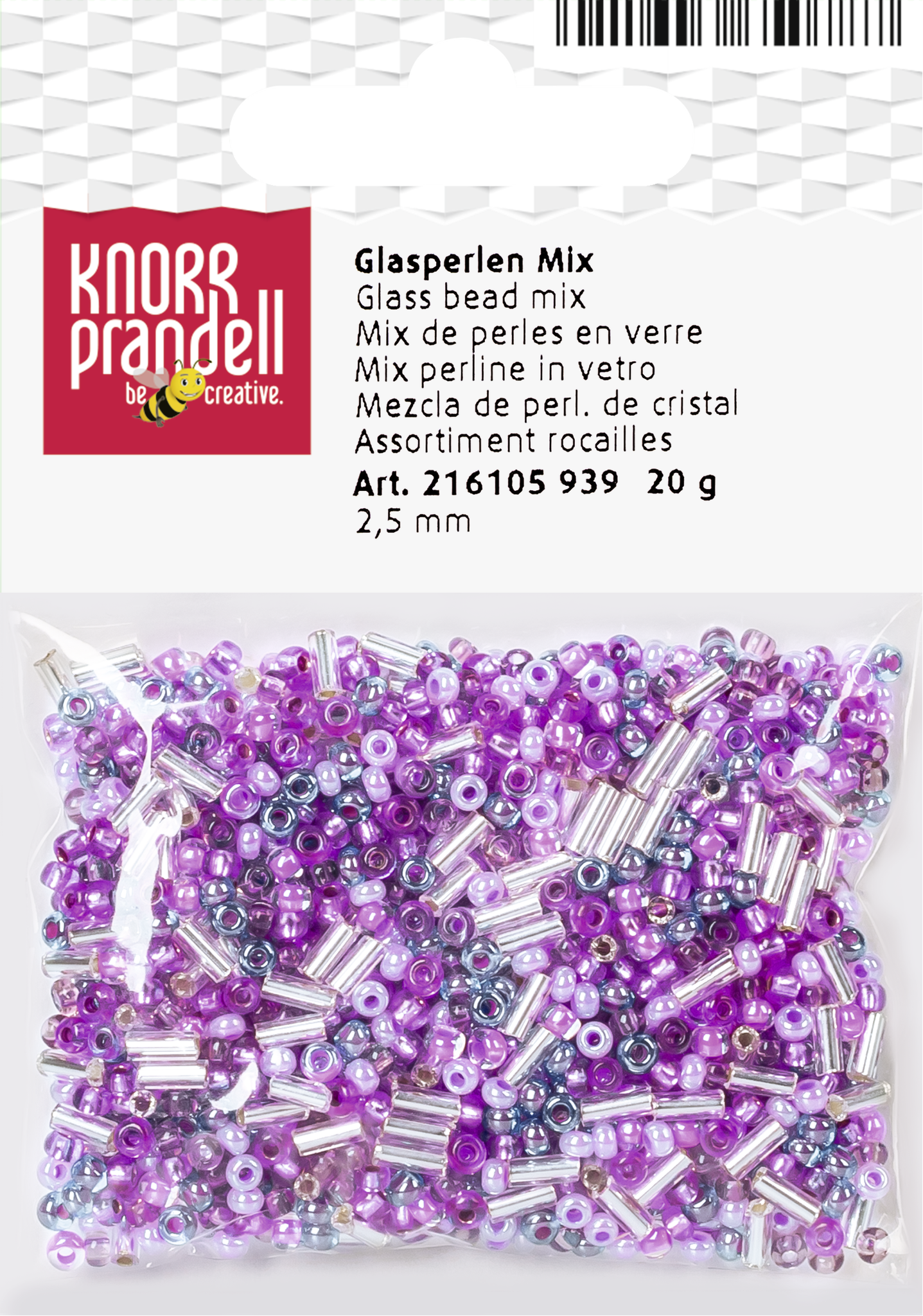 KNORR prandell 216105939 | Böhmische Rocailles-Mix | Ø 2,5 mm | Glas | rosa, lila-gemischt