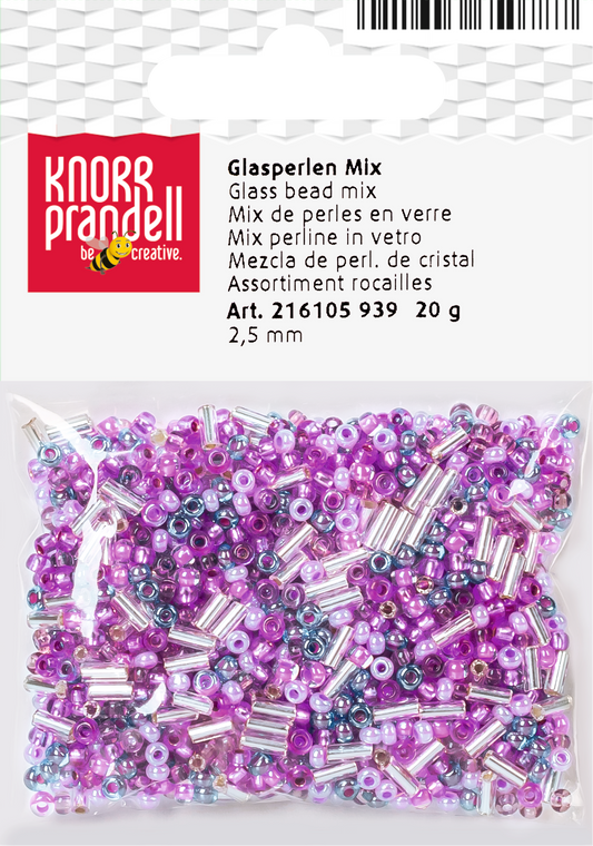 KNORR prandell 216105939 | Böhmische Rocailles-Mix | Ø 2,5 mm | Glas | rosa, lila-gemischt