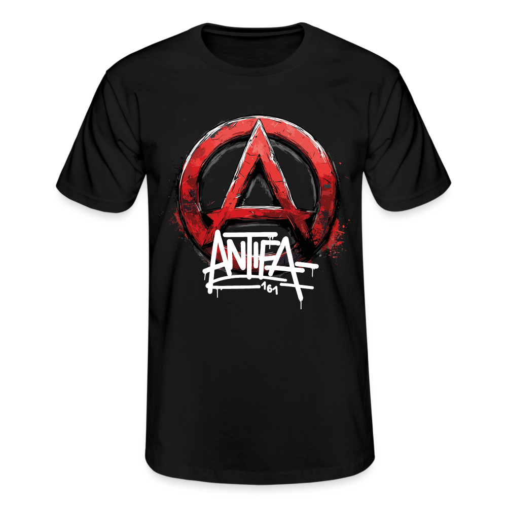 Antifa 161 Rotes Anarchie-Symbol - Männer-T-Shirt von Fruit of the Loom - Schwarz