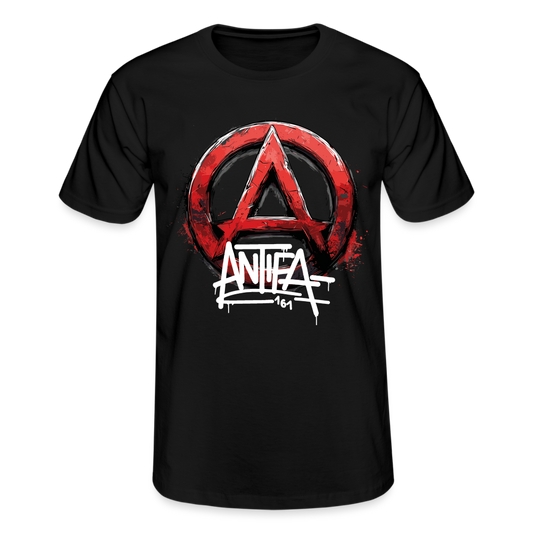 Antifa 161 Rotes Anarchie-Symbol - Männer-T-Shirt von Fruit of the Loom - Schwarz